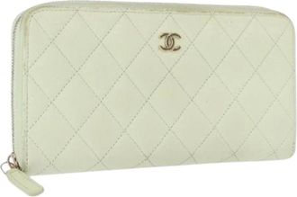 Chanel Pre-owned Leather Wallet - Dames - Vintage Accessoires - Groen - ONE Size - Leer - Vintage