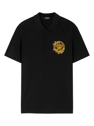 Versace Medusa-appliqu&eacute; polo shirt - Black