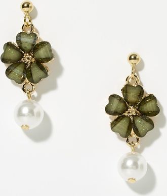 Simons Womens Flower and pearl earrings