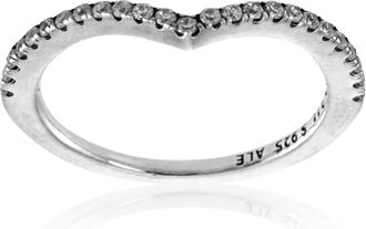 Pandora Sterling Silver Sparkling Wishbone Ring, Size 48