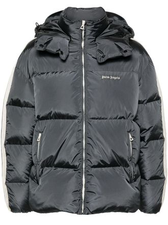 Palm Angels logo-embroidered puffer jacket - men - Polyamide/Feather/Polyamide/Down/ECONYL/Polyester/Polyester - S - Grey