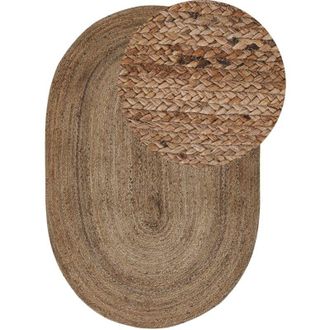 Beliani Tappeto beige in iuta 120 x 180 cm tappeto intrecciato per riscaldamento a pavimento soggiorno camera da letto Demirci