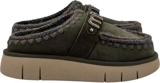 Mou Schoenen, Dames, Groen, 37 EU, Wol, Bounce Clog Metal Logo