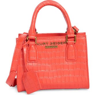 Kurt Geiger Mini Highgate Croc Embossed Tote in Orange at Nordstrom Rack