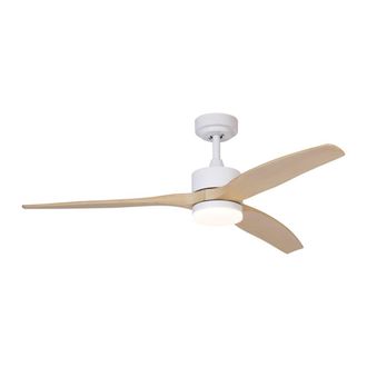 QAZQA Ventilador techo blanco madera 132 cm LED