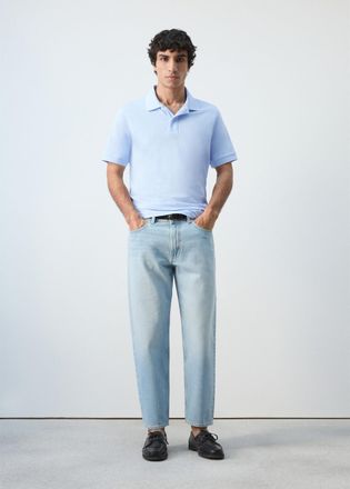 Mango Polo regular-fit cotone piqu&eacute; celeste - Uomo - XXL - MANGO MAN