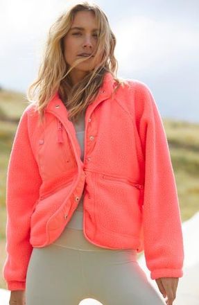 Free People FP Movement Hit the Slopes Fleece Jacket in Neon Coral at Nordstrom Rack, Size Small