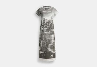 Coach Postcard Graphic T-Shirt Dress In Organic Cotton