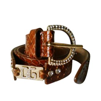 Dolce & Gabbana Brown Python Embellished Belt - Size 80