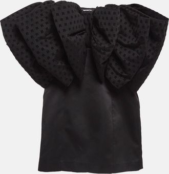 Rotate Black Satin And Tulle Bow Detail Natalie Mini Dress