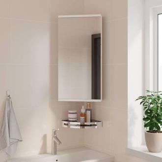 Berkfield Home Corner Bathroom Mirror Cabinet White 30x24x60 cm | Size: 30 x 24 x 60 cm