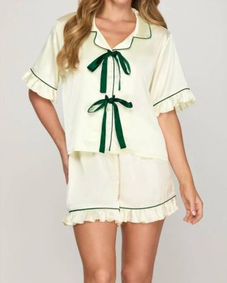 She + Sky Dusty Pajama Set In Beige