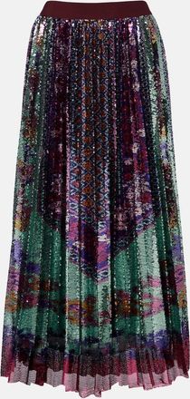 La DoubleJ Accordian pleated sequined midi skirt