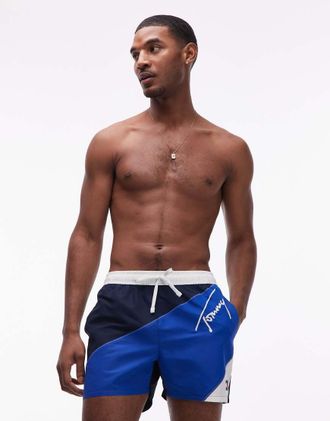Tommy Hilfiger Pantaloncini da bagno blu e blu navy con coulisse
