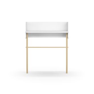 HERDASA Consola De Entrada Fabricada En Melamina Y Madera De Haya, Modelo Danish (789) De Herdasa. Blanco-natural