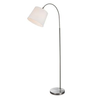 Netlighting Tower Floor Lamp Brushed Steel with Cream Shade in Grey