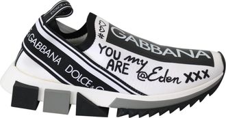 Dolce & Gabbana White Black Slip On Sorrento Womens Sneakers (Pre-Owned)