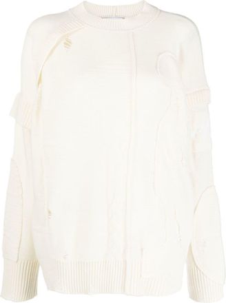 Iceberg asymmetric ripped jumper - women - Wool/Polyamide - M - Neutrals