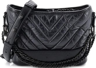 Chanel So Black Gabrielle Chevron Aged Calfskin Small hobo bag - Nero