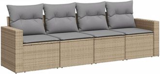 vidaXL Juego De Sof&aacute;s Jard&iacute;n Con Cojines 4 Pzas Rat&aacute;n Sint&eacute;tico Beige Vidaxl