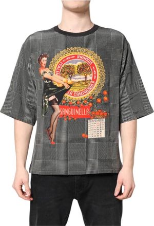 Dolce & Gabbana Grafische Print Zijden T-shirt - Heren - T-shirts - Grijs - S - Tops