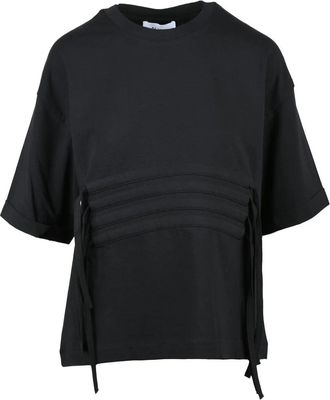 Alpha Studio Black Cotton Elastane Stretch T-shirt