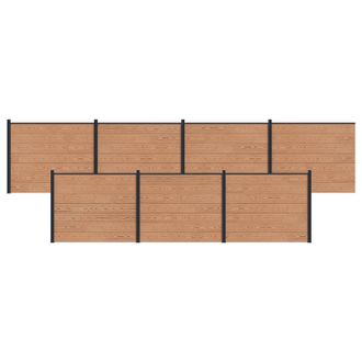 vidaXL Panel De Valla 7 Pcs Wpc Y Aluminio Marr&oacute;n Vidaxl