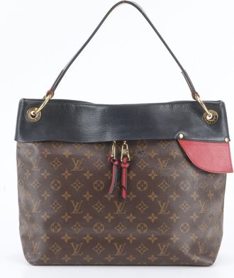 Louis Vuitton Noir Leather Coated Canvas Shoulder Bag Tote Bag (Pre-Owned)
