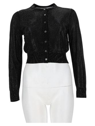 Alexander Wang Fitted Black Button-Down Sweater With Cropped Length