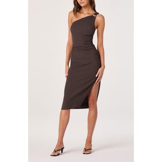 ASTR the Label Candela Hardware Detail One-Shoulder Dress in Espresso at Nordstrom, Size X-Small