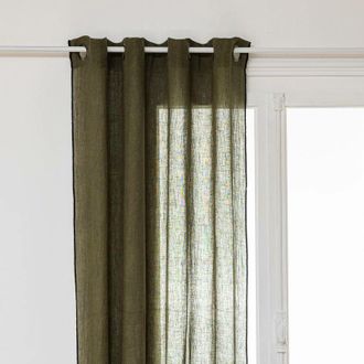 Atmosphera Atmosphera - Cortina Linah Lino - Verde Caqui - 130x260 Cm Cr&eacute;ateur DInt&eacute;rieur
