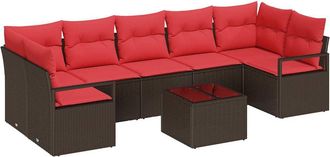 vidaXL Juego De Sof&aacute; 8 Uds. 7-n&uacute;mero De Plazas Marr&oacute;n Y Rojo Vidaxl
