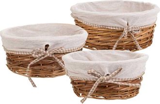 Wanderlust Deco Wanderlust Deco - Set 3 Cestos De Mimbre Forrados Marrones