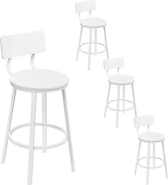 Woltu Set Di 4 Sgabelli Da Bar Con Schienale In Stile Industriale Vintage Con Poggiapiedi Forma Rotonda, Bianco - Woltu