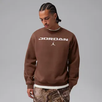 Nike Jordan Mens Jordan Brooklyn Fleece Crew-Neck Sweatshirt in Brown | IM9854-265