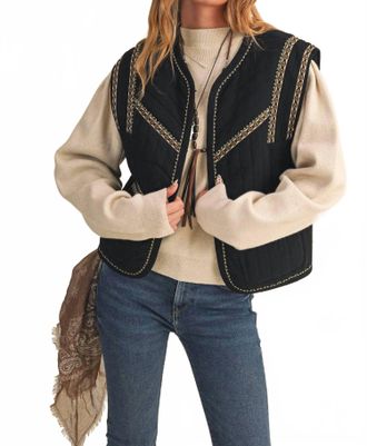 Merci Jay Quilted Vest With Trim Detail In Black