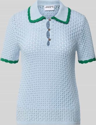 Jake*s Casual Slim Fit Poloshirt in Strick-Optik in Hellblau, Gr&ouml;&szlig;e XXL