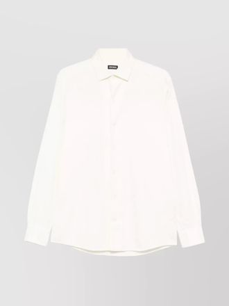 Ermenegildo Zegna button-down collar long sleeve shirt with curved hem