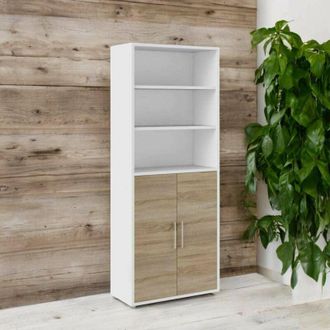 Dmora Dmora - Aparador Valsesia, Buf&eacute; De Sal&oacute;n, Aparador De Sal&oacute;n, Despensa De Cocina, 89x40 H222 Cm, Blanco Y Roble