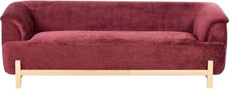 Beliani Sof&aacute; De 3 Plazas Tapizado De Chenilla Patas De Madera Sala De Estar Estilo Moderno Borgo&ntilde;a Alnor