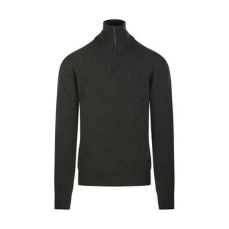 Altea Turtlenecks, male, Black, Size: XL Half Zip Sweater in Abete Style