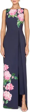Kay Unger Elani Floral Walk-Thru Jumpsuit in Midnight Berry at Nordstrom, Size 18