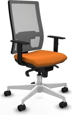 Piqueras y Crespo Piqueras Y Crespo - Horna sincro malla gris similpiel naranja brazos 1D base blanca ruedas 65mm nailon