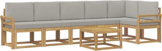 vidaXL Conjunto De Sof&aacute;s De Exterior 7 Uds. Blanco Y Gris Claro Vidaxl