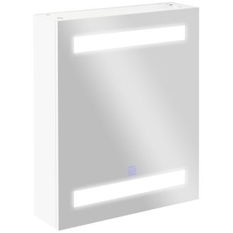 HOMCOM Armario De Ba&ntilde;o Con Espejo Y Luz Led Mueble Espejo De Pared Con 2 Estantes De Almacenamiento E Interruptor T&aacute;ctil Para Dormitorio 50x15x60 Cm - Homcom