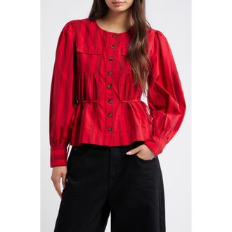 Damson Madder Charlize Stripe Blouse in Red at Nordstrom Rack, Size 10 Us / 14 Uk