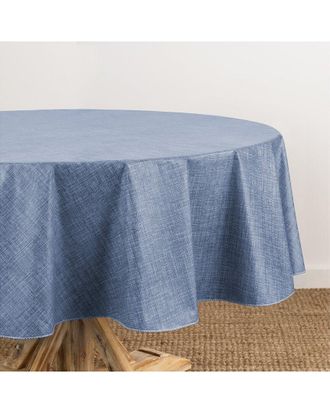 Elrene Monterey Linen Texture Vinyl Indoor/Outdoor Round Tablecloth