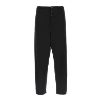 Saint Laurent Buttoned Silk Tapered Trousers - male - Saint Laurent - Straight Trousers - Black - XL - Trousers