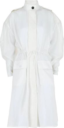 Ferragamo Womens Long-Sleeved Hooded Trench Coat In White
