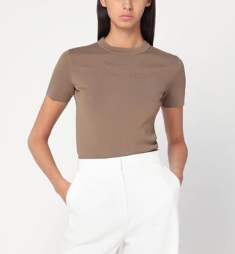 Max Mara Hazelnut-coloured T-shirt in viscose cr&ecirc;pe